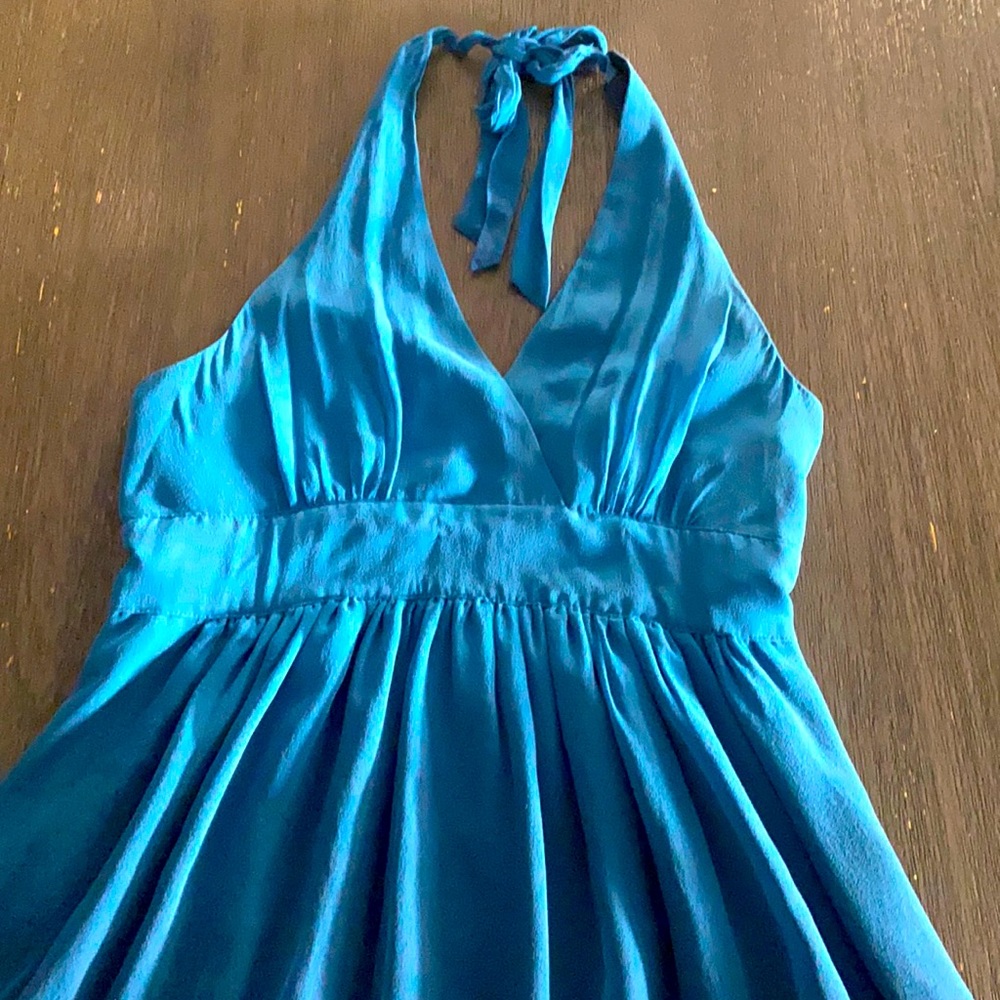 Express blue ombré halter top dress